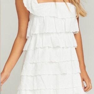 SHOW ME YOUR MUMU White Ruffle Dress